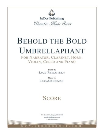 behold the bold umbrellaphant for narrator, clarinet, horn, violin, cello and piano score cover