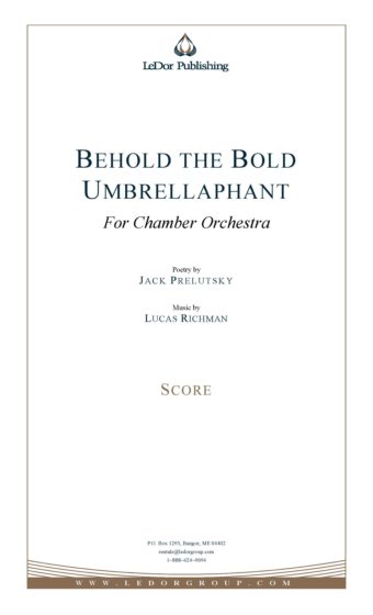 behold the bold umbrellaphant for chamber orchestra score cover