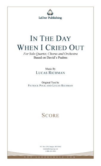 in the day when I cried out for solo quartet, chrous and orchestra score cover
