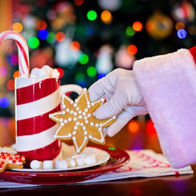 santa claus reaching for a cookie